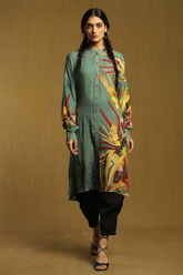Ritu Kumar Green Printed Button Down Kurta