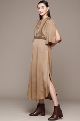 Ritu Kumar Slit Sleeve Satin A-Line Midi Dress