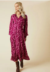 Dorothy Perkins Berry Floral Lace Yoke Midi Dress