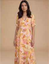 Dorothy Perkins Sweetheart Neck Puff Sleeve Printed Midi Dress