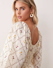 Miss Selfridge Petite milkmaid maxi dress in yellow floral print