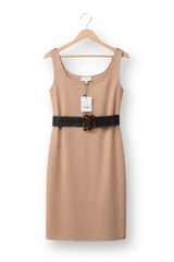 Chic Sleeveless Bodycon Midi Dress with Statement Belt