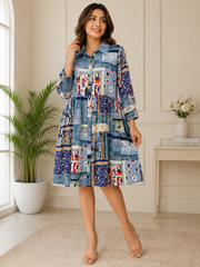 Multi Print Shirt Dress