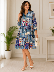 Multi Print Shirt Dress