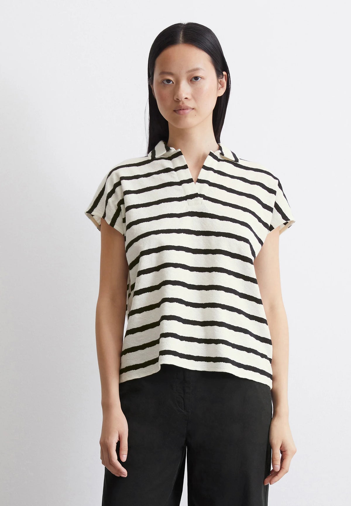 Marc O'Polo SHORT SLEEVE COLLAR STRIPES - Polo shirt - multi black