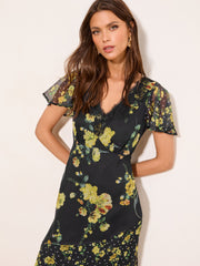 Lipsy Day dress - black and yellow