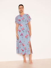 Lipsy Blue Floral Petite Woven Midi Dress