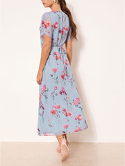 Lipsy Blue Floral Petite Woven Midi Dress
