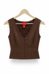 COCO & SHAY Lace Trim Corset-Style Top