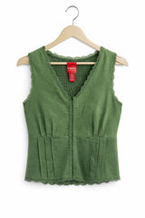 COCO & SHAY Lace Trim Corset-Style Top