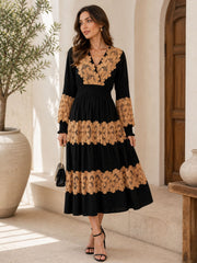 Sophisticated Lace Detail V-Neck Dress