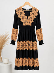 Sophisticated Lace Detail V-Neck Dress