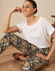 ARTISAN STUDIO Woodblock Floral Fauna Trousers Black