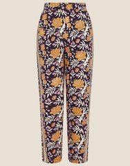 ARTISAN STUDIO Woodblock Floral Fauna Trousers Black