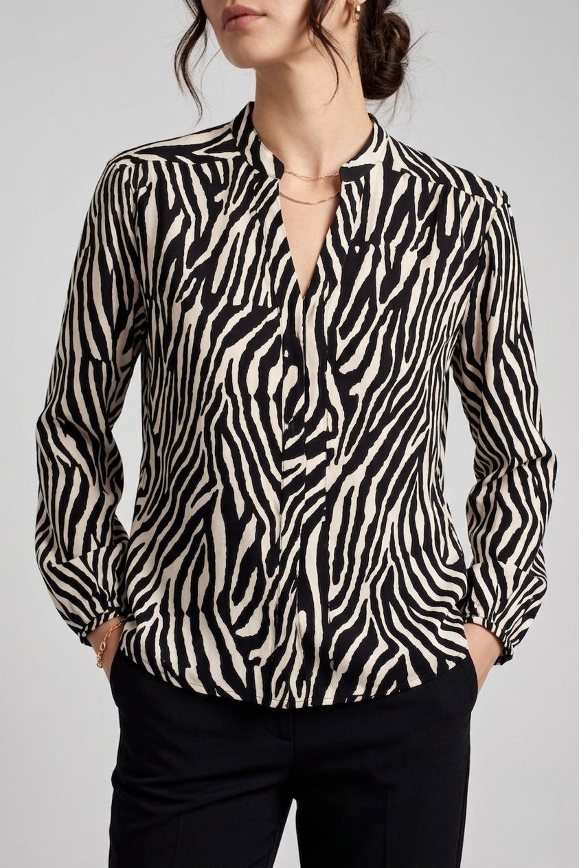 Zebra Print Gauze Cotton Top