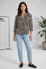 Zebra Print Gauze Cotton Top