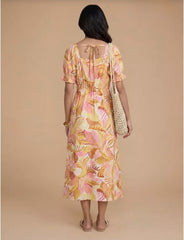 Dorothy Perkins Sweetheart Neck Puff Sleeve Printed Midi Dress