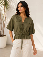 Loft Utility Tie-Front Blouse