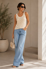 J Crew Crochet Shell Embellished Tank Top
