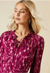 Dorothy Perkins Berry Floral Lace Yoke Midi Dress