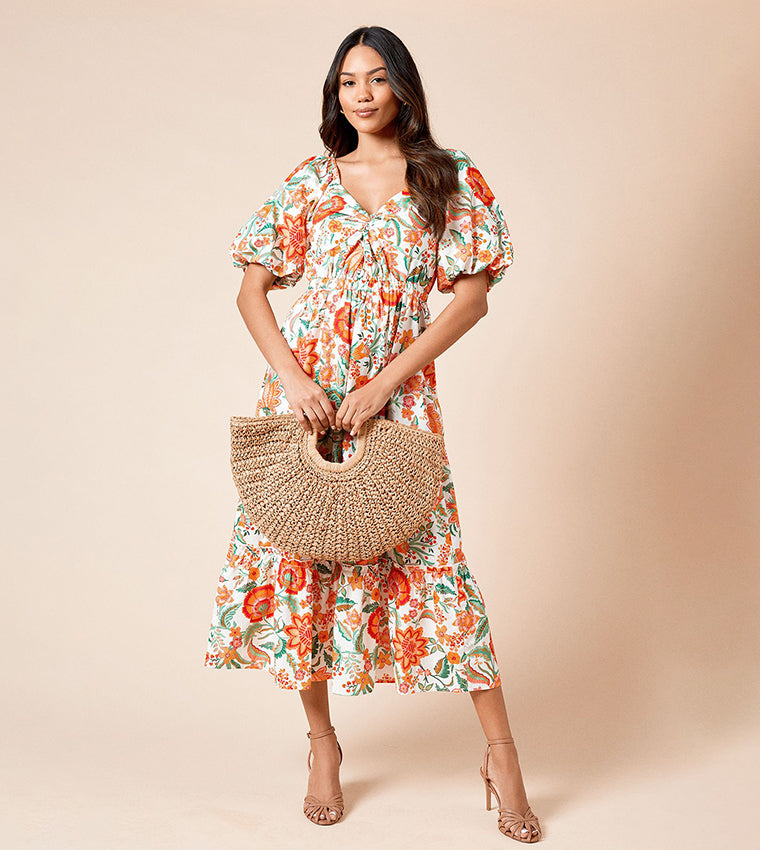 DOROTHY PERKINS Floral Poplin Twist Front Midaxi Dress