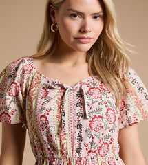 Dorothy Perkins Tie Front Puff Sleeves Poplin Mini Dress
