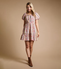 Dorothy Perkins Tie Front Puff Sleeves Poplin Mini Dress