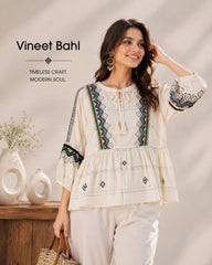 Vineet Bahl embroidered flowy boho Anthro S blouse