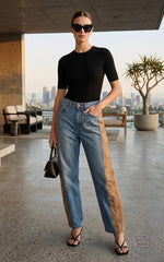 GAP Women's Two-Tone Straight Fit Denim Jeans
