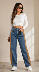 GAP Women's Two-Tone Straight Fit Denim Jeans